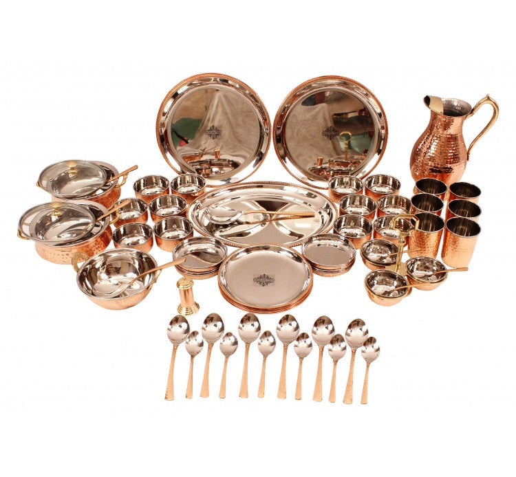 Pure Steel Copper 63 Piece Dinner Set for Tableware Kitchen